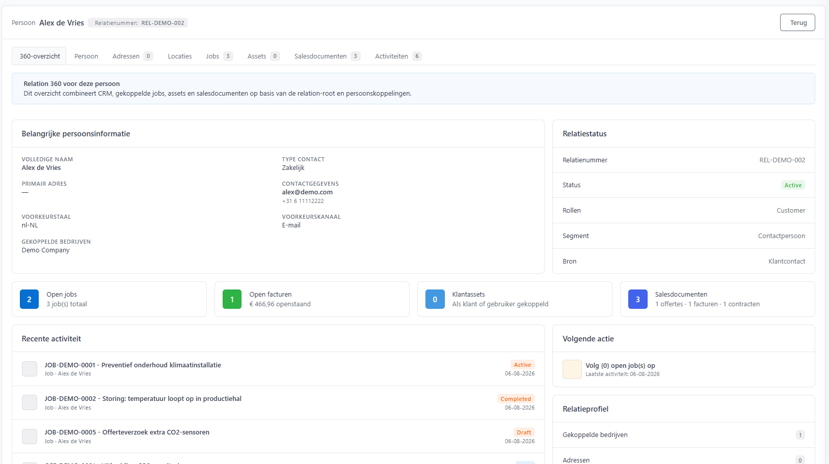 CRM 360-graden overzicht in MyKlerk